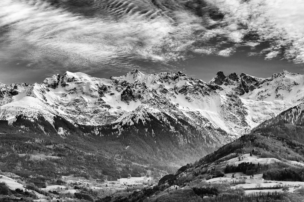 Chaine de belledonne en Noir et Blanc