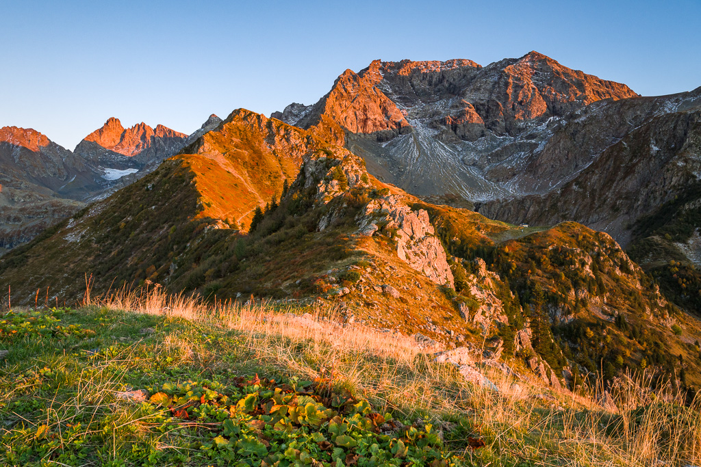 coucher de soleil dans Belledonne au mont saint Mury